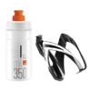 Elite Bottle Cage Kit Glossy Black White + Elite Jet 350 Ml Bottle White Orange